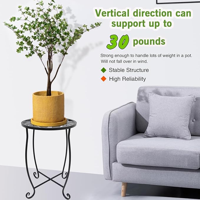 Fashion&cool 2 Pack Indoor Outdoor Side Tables, Weather Resistant Metal Patio Side Table, Small Round End Table Side Table for Patio Yard Porch Balcony Garden Bedside, Plant Stand for Indoor