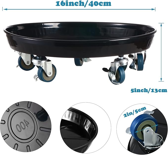 Planterhoma 3 Packs 16" Metal Plant Caddy with Wheels Extra-Large Rolling Plant Stand Heavy-Duty Plant Dolly with Casters Indoor Outdoor Wheeled Flower Pot Mover Rollers Garden Cart Trolley, Black