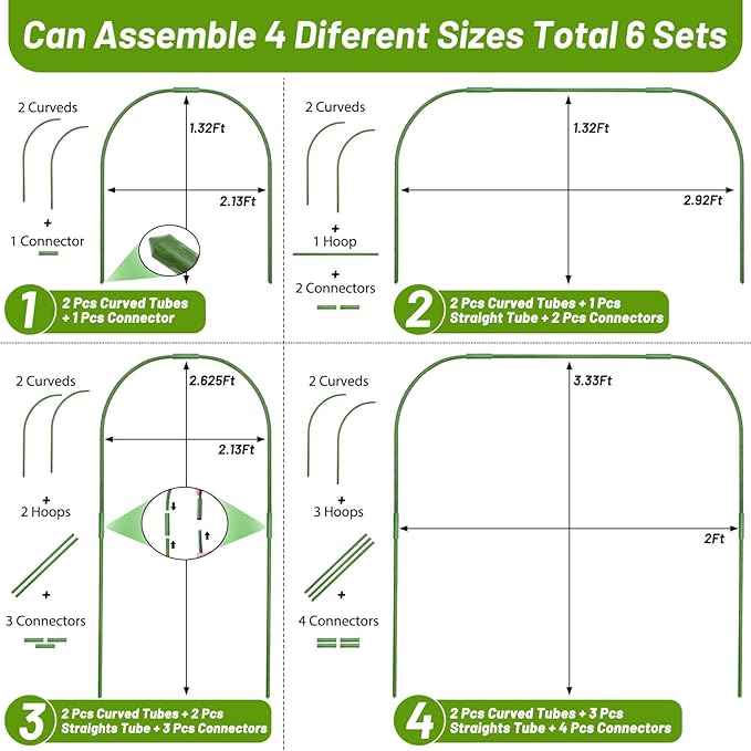 Cludoo Garden Mesh Netting Kit,8x24 ft Plant Covers Garden Netting with 6 Sets Garden Hoops & 18 Clips, Garden Protection for Raised Beds Greenhouse Vegetable Plants Flowers Animals Birds