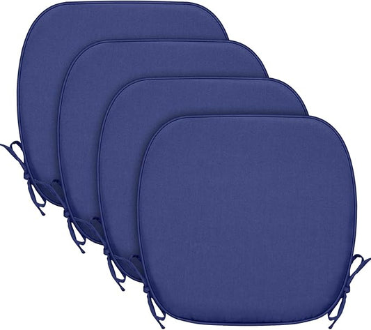 SleepMan Outdoor 17"x16" Chair Cushions with Ties Set of 4, Water Resistant All Weather U-Shape Seat Pads for Patio Garden Furniture Indoor (Set of 4, Dark Blue)