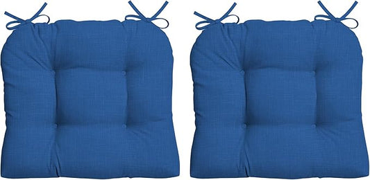 Arden Indoor/Outdoor Rocking Chair Or Wicker Chair Cushion, 2-Pack, 20 x 18, Water Repellent, Rain Proof, Fade Resistant Cushion for Rocking Or Rounded Back Chair Cobalt Blue Texture