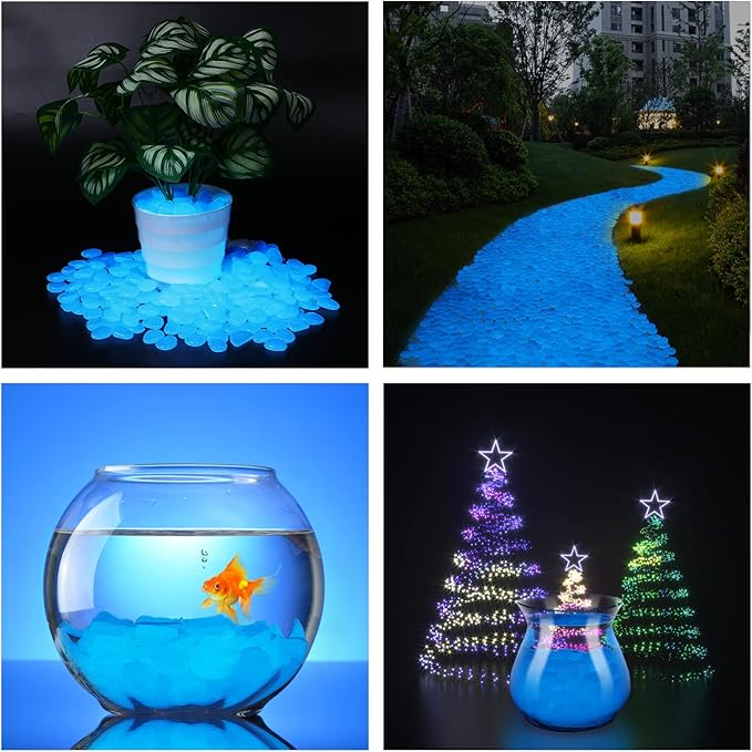 Kaiyuan Dynasty Glow in The Dark Rocks Outdoor Decorative Stones 100Pcs Pink Glow Stones Glowing Rocks Luminous Pebbles Outdoor Decorations for Walkways,Gardens,Sidewalks