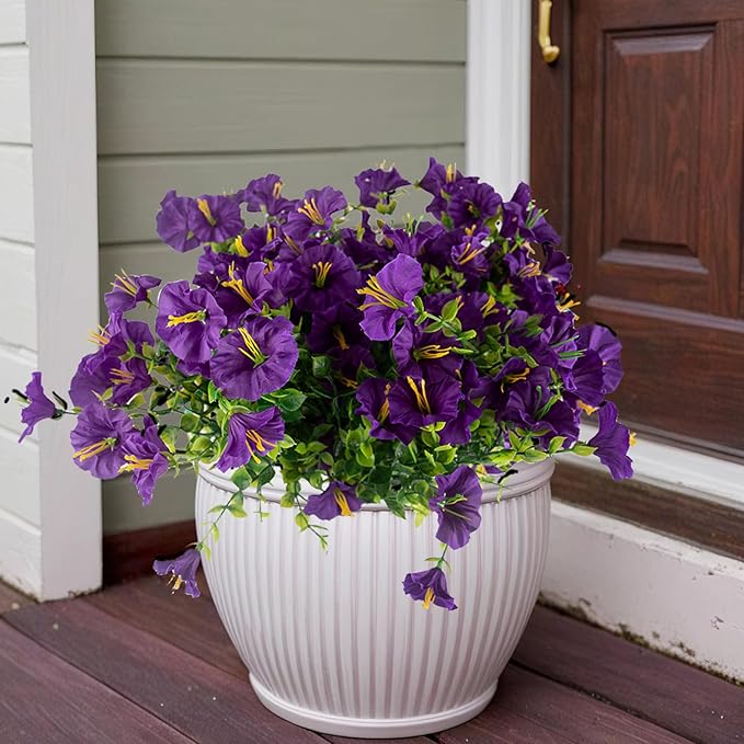 Christmas Artificial Mums 12 Bundles Purple Bulk Fake Flowers Faux Planters Real Touch Stems for Outdoors Fall Silk Flower UV Resistant Urn Filler Front Porch Thanksgiving Decorations for Home Garden