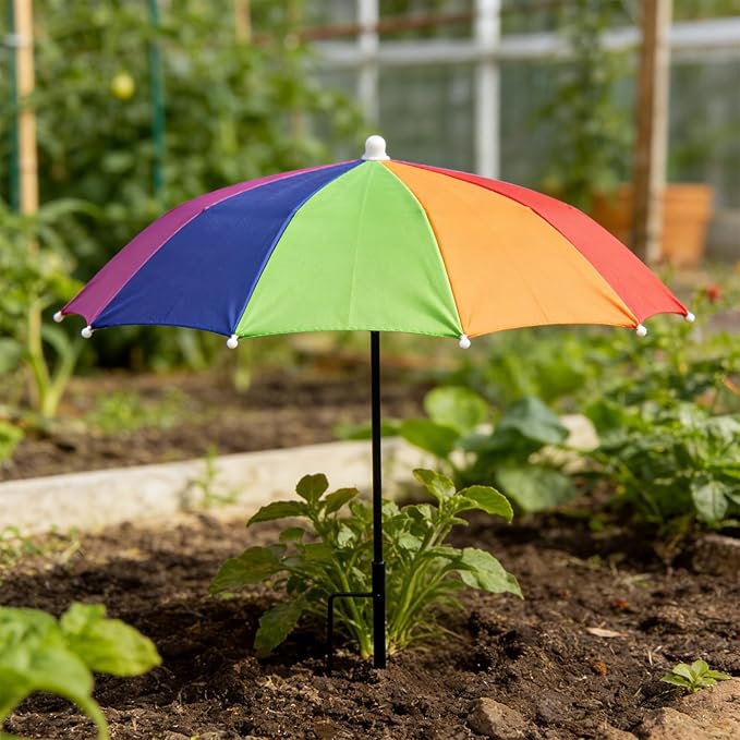 3 Pack Upgraded Plant Umbrellas for Outdoor Plants, 26" Larger Garden Plant Umbrella Shade with Adjustable Angle, 43.4" Higher Sun Shade for Plants, Potted Plant, Garden Beds