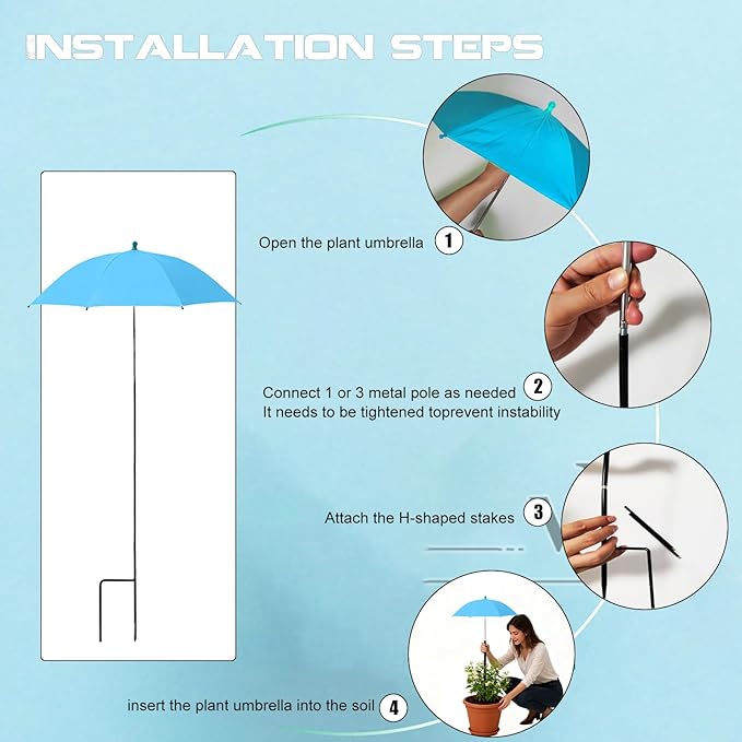 Plant Umbrella Shade For Outdoor Plants, Adjustable Height Plant Shade Umbrella Garden Sun Shade Cover For Potted Plants Garden Bed Flower Pot From Sun And Rain