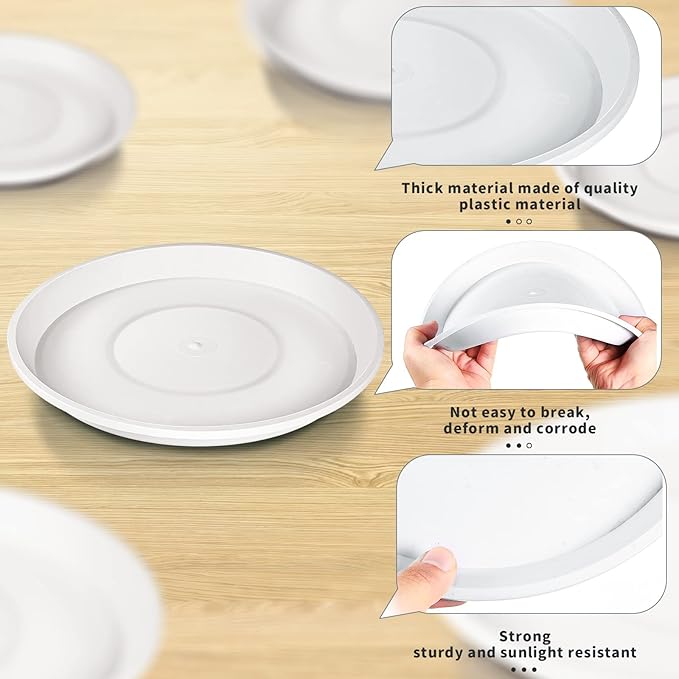 Patelai 10 Pack Plant Saucer, 4/6/8 Inch Plant Drip Trays for Pots, Flower Pot Saucers, Planter Drip Tray for Home Garden Indoor and Outdoor Planter Water Drainage Protection