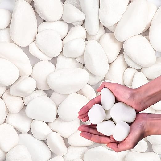 20Ib Snow White River Rock-Decorative Stones-Pebbles for Indoor Plants-Rocks for Outdoor Landscaping 1-2 inch High Polished Stones for Aquarium, Home Decor,Garden Decor