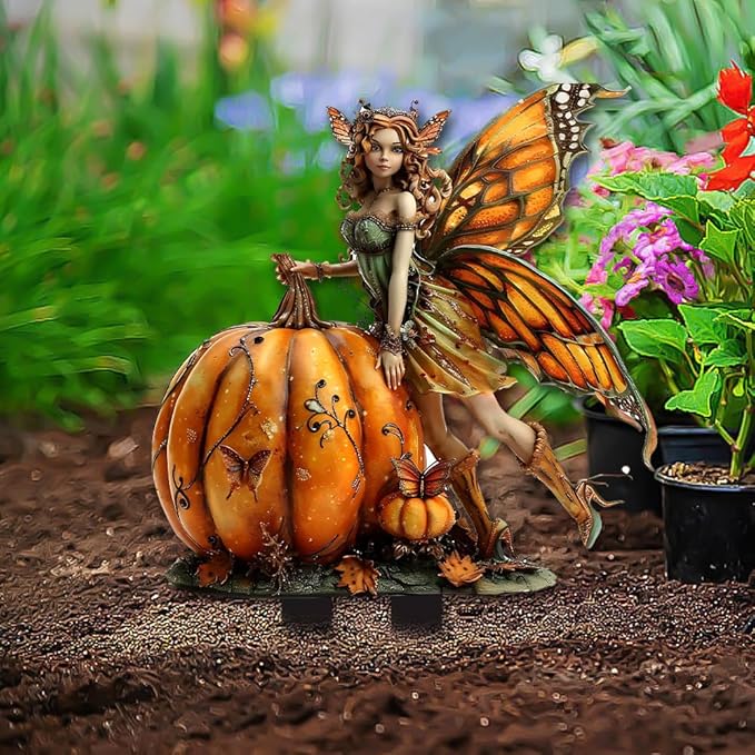 Pumpkin Elf-1: Bohemian Flower Pot Decor, Planter Pots, Fairy Garden Accessories for Home or Garden