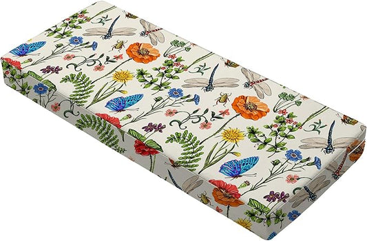 All Smiles Outdoor Bench Cushion 48 x 18 Inch Waterproof Patio Furniture Garden Flowers Farmhouse Decorative Cushions for Chair Chair Yard Garden Deck