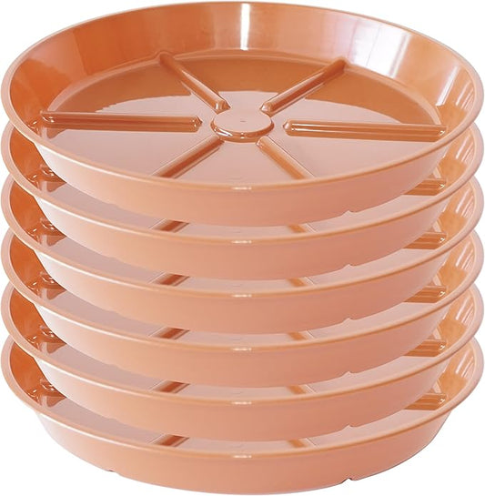Plant Saucer Pot Tray 12 inch, 6 Packs Flower Planter Saucers and Drip Trays for Pots Planter, Heavy Duty Plant Dish Pant Plate to Catch Water for Indoor & Outdoor, Terracotta