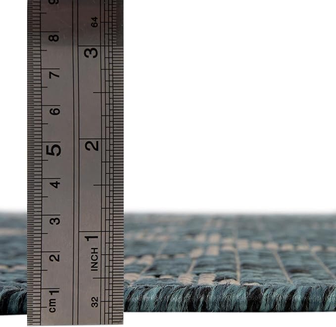 Unique Loom Outdoor Trellis Collection Area Rug (5' 1" Square, Teal/ Gray)