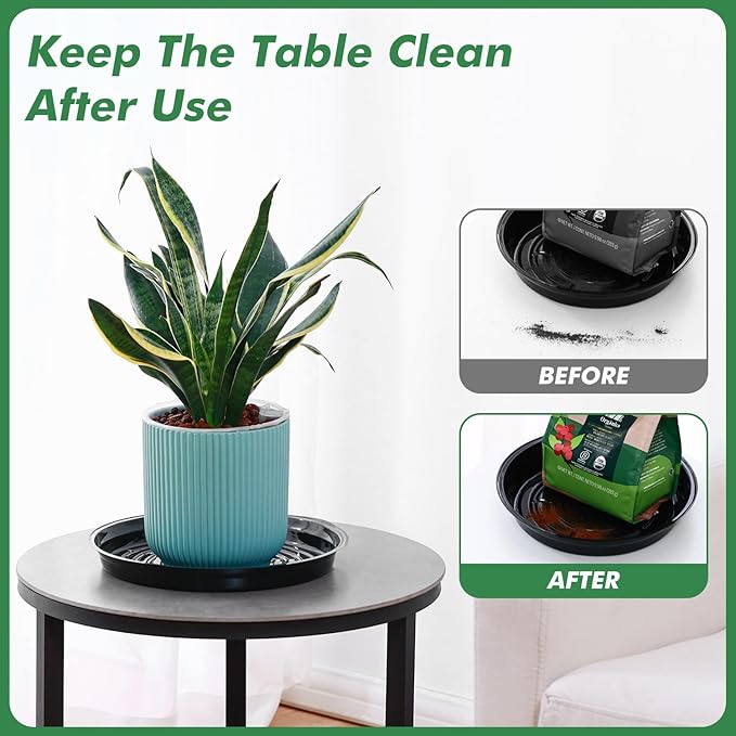 20 Pack 12 Inch Black Plastic Plant Saucers for Indoor Outdoor, Large Plant Pot Saucers with Water Catcher Tray
