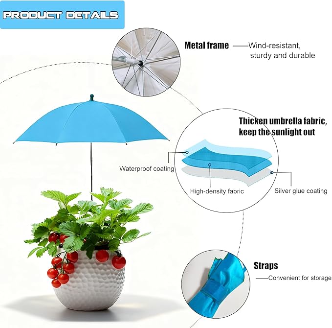 Plant Umbrella Shade For Outdoor Plants, Adjustable Height Plant Shade Umbrella Garden Sun Shade Cover For Potted Plants Garden Bed Flower Pot From Sun And Rain