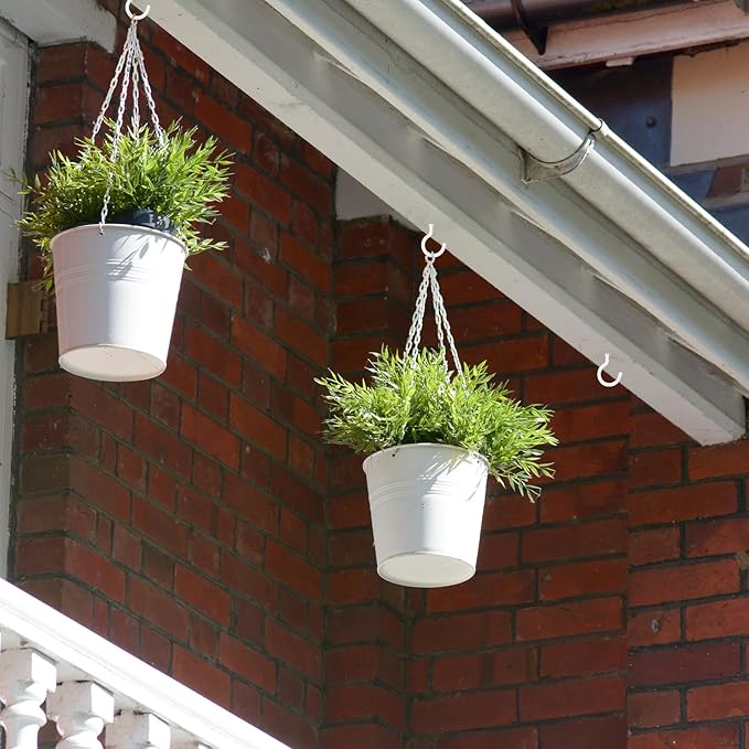 Ripeng 8 Pack 16.38 Inch Plant Hanging Chains with Hooks Metal White Hanging Basket Chain for Bird Feeders Planters Lanterns 3 Point Flower Pot Basket Chain Garden Plant Hangers
