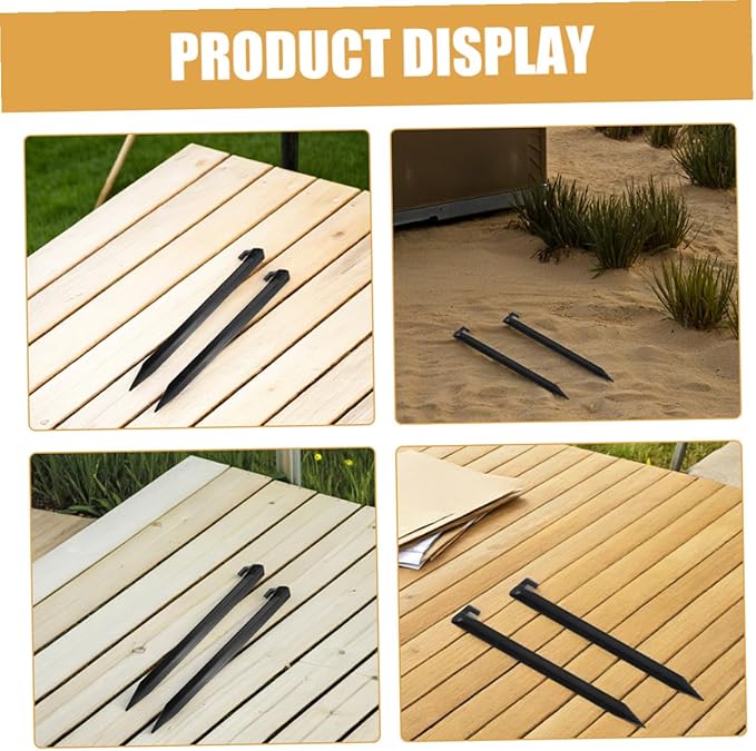 ibasenice 12 Pcs Heavy Duty Plastic Tent Pegs Canopy Stakes Ground Fixing Nails for Outdoor Camping Beach Picnic Lawn Garden Accessories