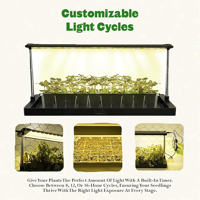 Epic Gardening Seed Starting Grow Light - Full-Spectrum LED with Adjustable Height & Integrated Tray for Indoor Seedlings | Energy-Efficient, Long-Lasting Light with Timer (Standard)