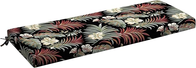 Arden Foam Outdoor Bench Cushion, 48 x 18, Made with ProFoam, Rain-Proof, Fade Resistant, Simone Black Tropical