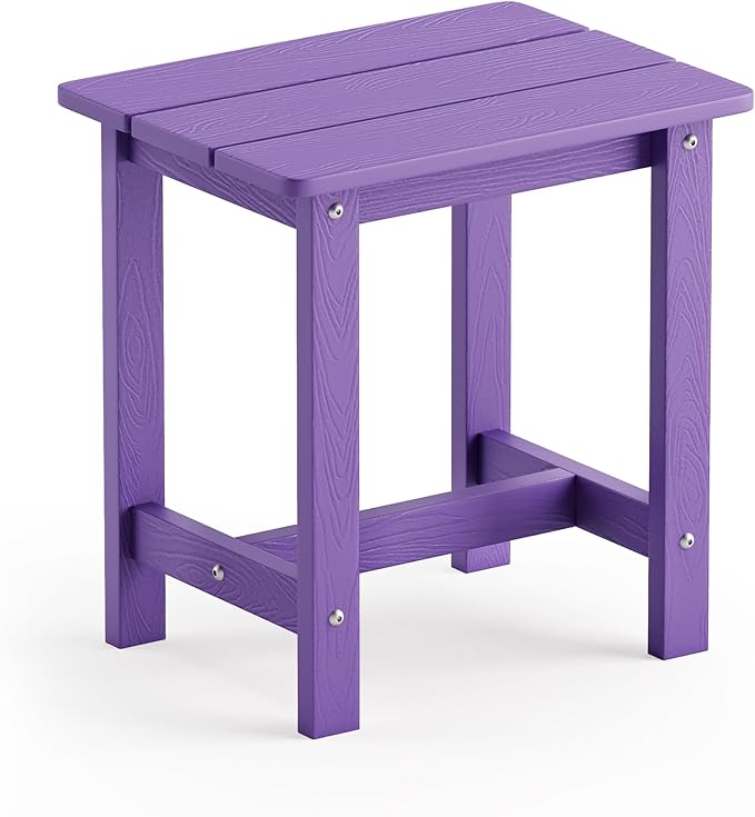 LUE BONA Outdoor Side Table, HDPS Small Outdoor Table, Adirondack Side Table, Outside End Table for Patio, Porch, Deck, Pool, Weather Resistant/Easy Maintenance/Indoor or Outside Use, Purple