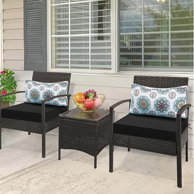Outdoor Cushions for Patio Furniture, Outdoor Seat and Back Cushion, Waterproof Hampton Bay Deep Seat Replacement Couch Cushions for Lawn Garden, 26.5x26.5 Inch