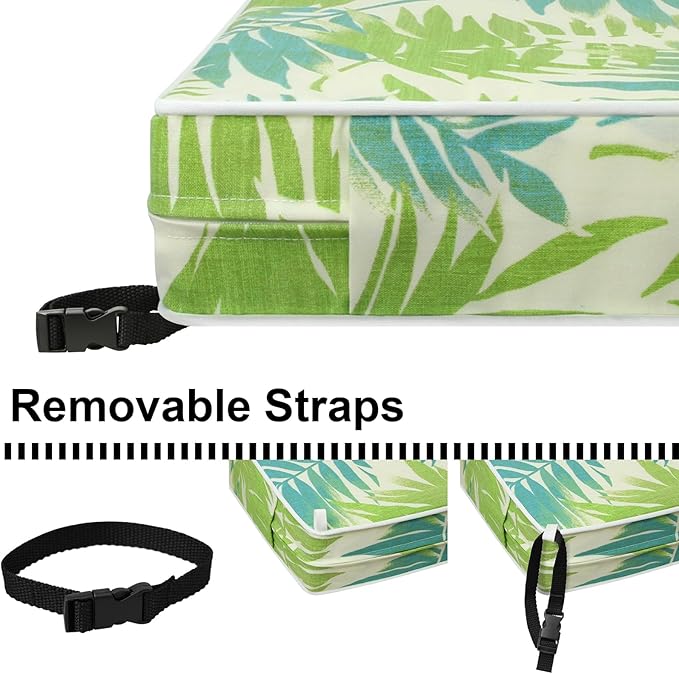 Outdoor Loveseat Cushion Set 44''x24'', Outdoor Cushions for Patio Furniture with Fastness Cover, Water Repellent Outdoor Seat Cushion and Couch Back Cushions for Bench, Swing (Green Bamboo, 2 Sets)