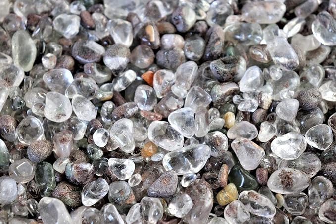 IMALY Phantom Quartz Tumbled Chips Stone Polished Crushed Healing Crystal Quartz Pieces Irregular Shaped Stones for Home Decorative Stones Vases Plants Succulents 0.5lb