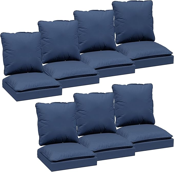 Joyside Outdoor Chair Cushions Set, 24x24 Inch Smile Patio Furniture Cushions, 6’’ Thick, Double-Layer, Water Resistant & Fade Resistant, Outdoor Replacement Cushions for Seat and Sofa