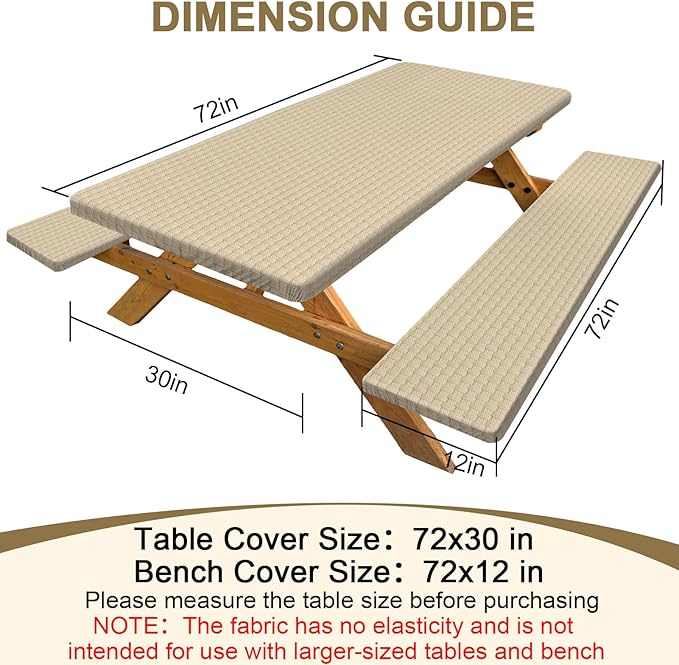 pickyNproud Picnic Table Cover with Bench Covers Portable Table Cloth Built-in Storage Pocket Picnic Table Covers with Elastic Waterproof Camping Essentials for RV Camping