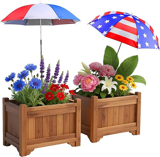 Abbylike 2 Set Plant Umbrellas for Outdoor Plants, Garden Umbrella Shade for Potted Plants and Garden Beds Plant Cover for Sun Summer Beach Terrace Lawn Swimming Pool (4th of July,Red White Blue)
