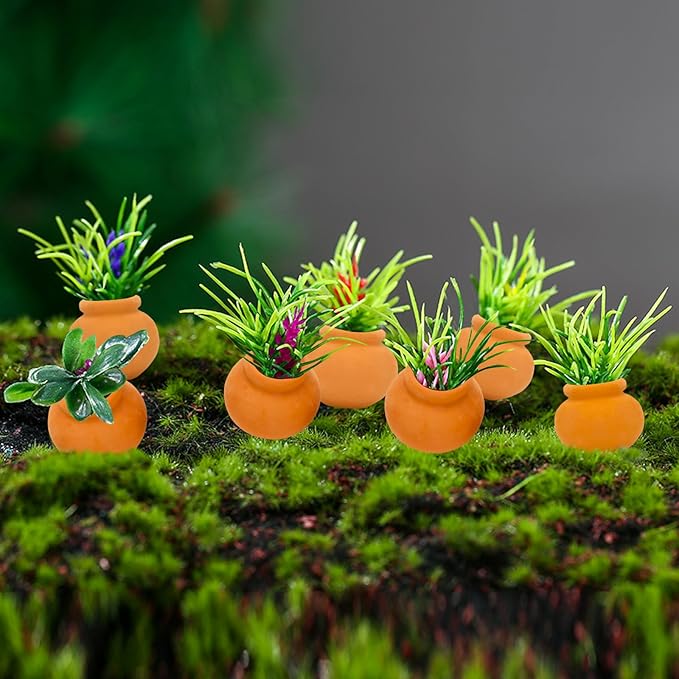 ONEST 10 Pieces Miniature Tiny Clay Pots Mini Flower Pottery Planter for DIY Garden Plants Office Home Decoration