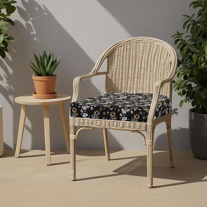 idee-home Outdoor Chair Cushions Set of 2, Thick 17" x 17" x 3" Outdoor Seat Cushions Patio Furniture Waterproof with Ties, Dining Pads