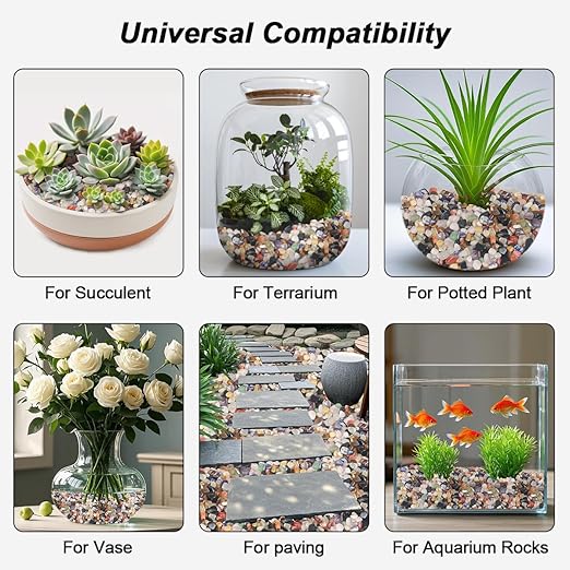 Vase Filler,Landscaping Pebbles, River Rocks Decorative Ornamental Pebbles, DIY Smoothed Rocks for Potted Plant Resin Art Vase Fillers Aquarium Gravel Rocks (Mixed Color, 5 Pounds)