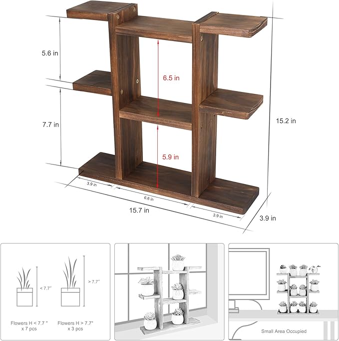 Wood Desktop Plant Stand Indoor Small Windowsill Flower Shelf Tabletop Plant Shelf Holder Display Rack for Succulent Herb in Living Room Office 9 Tiers