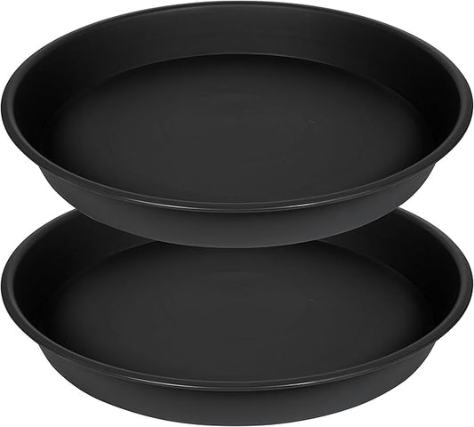 2 Pack of 18 19 inch Plant Saucer (16.6 Inch Base), Plant Saucer 18 19 Inch, Plant Trays for Pots, Plastic Plant Saucers for Indoors, Drip Tray, Plant Saucers for Planter 15-19" (19", Black)