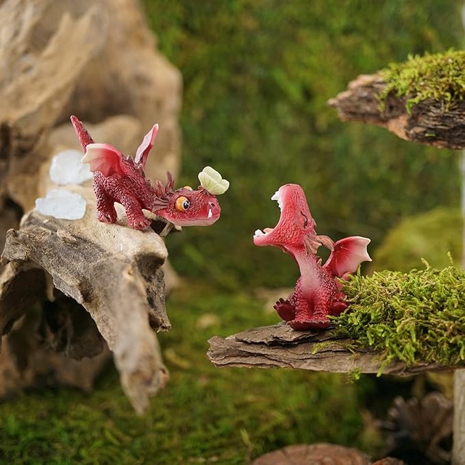 Top Collection 4530 Miniature Fairy Garden and Terrarium Mini Red Dragon Roaring Figurine