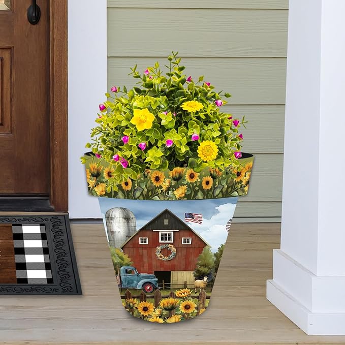 Briarwood Lane Summer Planter 14" x 15" x 15" Sunflower Barn Large for Summer Planter