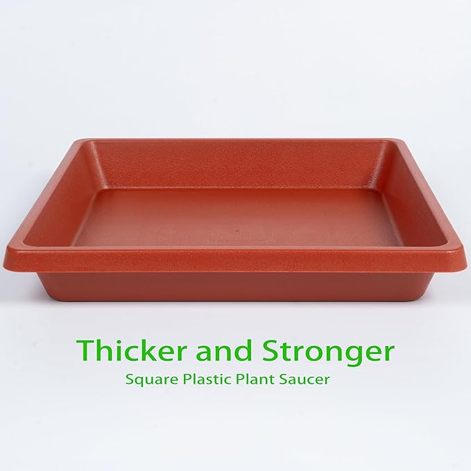 Square Plant Saucer 10 Inch 2 Pack, Plant Drip Trays and Flower Pot Saucers，Doubles Plant Water Catcher Tray, Plant Trays for Indoors No Holes, Plant Drainage Tray Saucers for Potted Plants