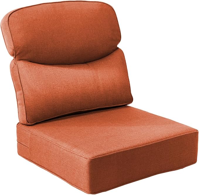 Luxury 6-Inch Outdoor Chair Cushions - 24"* 24" Patio Furniture Cushions with Dual Layer Back Support & Removable Cover, 28D High Density Sponge Patio Cushion for Outdoor Furniture Couch Orange