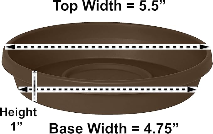 Bloem Terra Resin Saucer Tray: 4.75" Bottom Width - Chocolate Brown - Matte, Durable, Ribbed Bottom, Indoor and Outdoor, Fits 6" Terra Pots