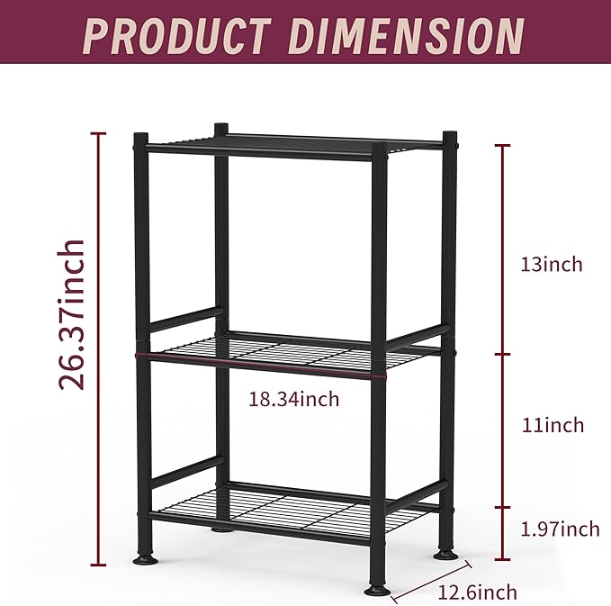 3-Tier Plant Stand Indoor, Metal Outdoor Plant Stands for Patio, Space Saver, Tiered Plant Shelf for Garden Balcony Living Room Bedroom, Black