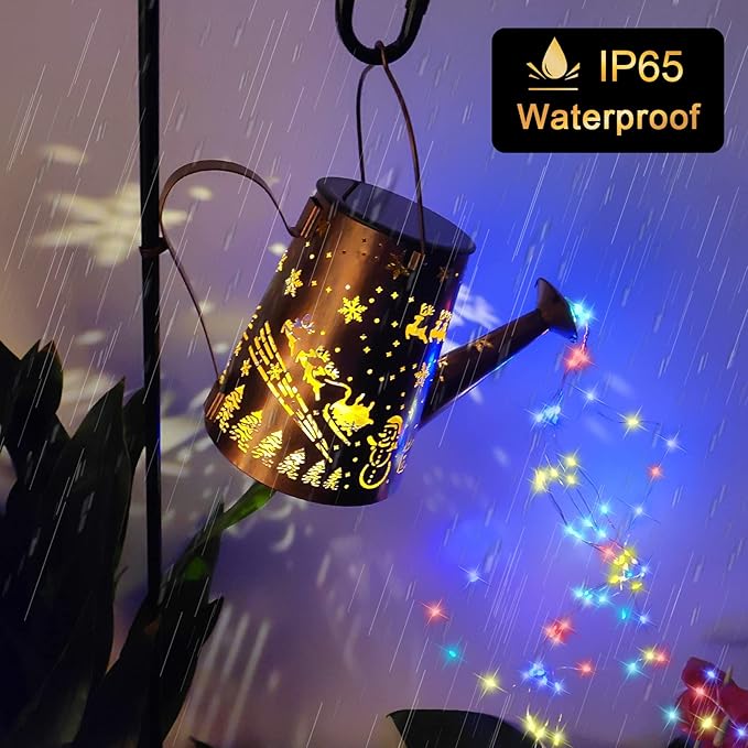 Solar Lights Outdoor Garden Decorations,Watering Can Landscape Light Large Hanging Waterfall Lantern ,Outside Waterproof Patio Decor Perfect Gardening Christmas Gift
