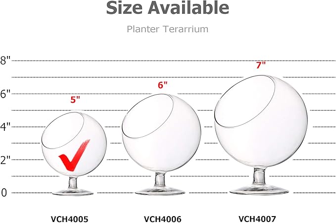 WGV Planter Terrarium with Stand, Ball Diameter 4" Height 5", Clear Glass Floral Container Vase, DIY Succulents Outdoor Garden Home Office Decor Slant Cut Orb, 1 Piece