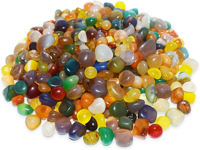 1Lb Pebbles for Indoor Plants, Vase, Succulent, Bamboo, 1/3" Plant Rocks for Pots Indoor, Small Decorative Colorful Agate Stone for Home Decor, Highly Polished