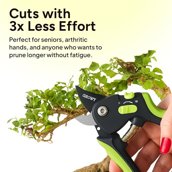 Ultra Sharp Japanese Steel Pruning Shears - Cuts 3X Easier, Weak Hand Arthritis Clippers, Rust-Resistant Titanium Coated Pruner, Effortlessly Cuts 3/4 Inch