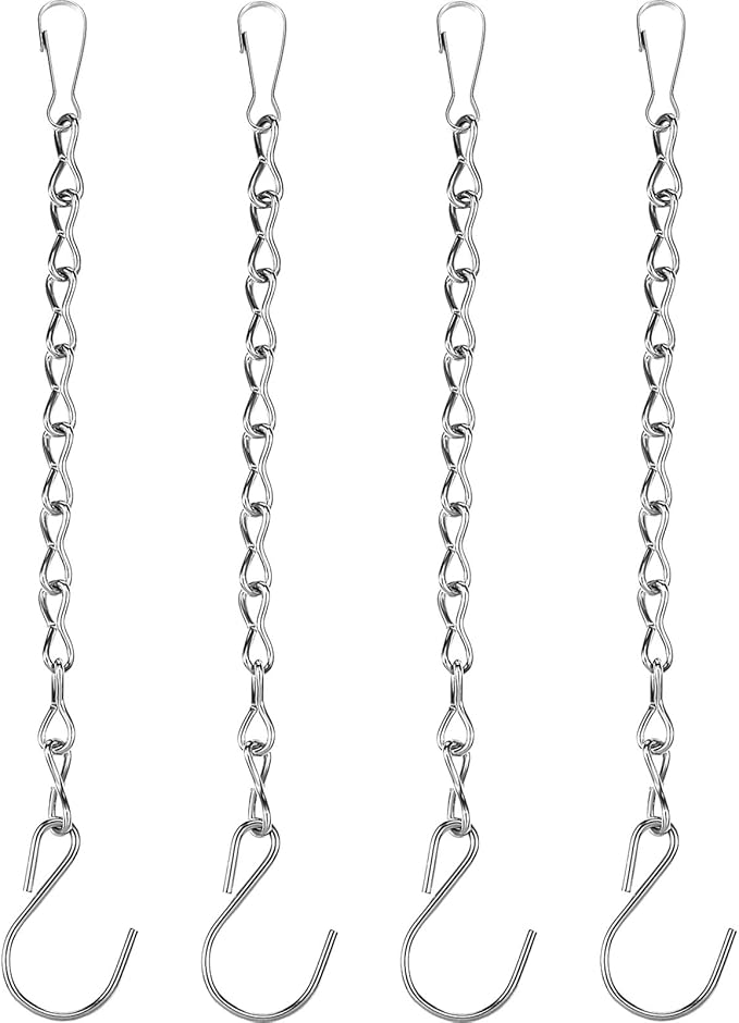 Outus 4 Pack 9.5 Inch White Hanging Chain for Bird Feeders, Planters, Lanterns, Wind Chimes, Decorative Ornaments and Birdbaths Basket Extender Chain Outdoor Indoor