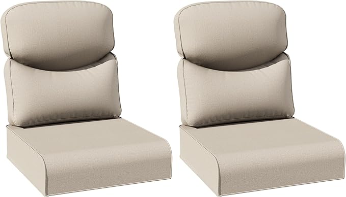 Joyside Outdoor Chair Cushions Set, 24x24 Inch Smile Patio Furniture Cushions, 6’’ Thick, Water Resistant & Fade Resistant, Outdoor Replacement Cushions for Seat and Sofa