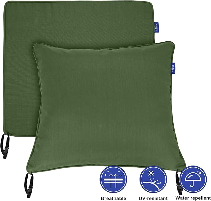 Deep Seat Cushions, Outdoor Cushions, Patio Furniture Cushions, Deep Seat & Back Cushion Patio Cushions for Backyard Couch Sofa Fade Resistant (24x24x4 inches 3 Sets, Solid Moss Green)