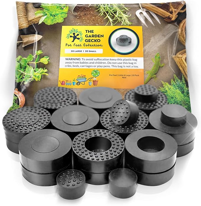 The Garden Gecko Little & Large Invisible Pot feet for Outdoor Plant pots and Flowers | A Plant Caddy with Floor Grip | 20 Pack Dual Size
