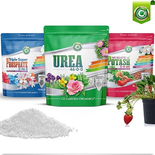 Urea Fertilizer 46-0-0 Made in USA - 10LB Plant Food for Indoor/Outdoor Flowers & Gardens - Promotes Lush Growth - Lettuce, Green Lawns, Fruit, Vegetables, Citrus Trees, Tie Dye Granules Prills