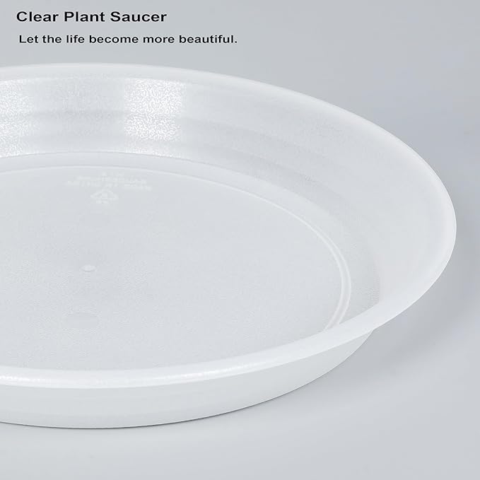 Plant Saucer Pot Tray 10 inch, 2 Packs Clear Plastic Flower Planter Saucers and Drip Trays for Indoors, Heavy Duty Plant Drip Trays Saucers, Plant Plate Water Catcher
