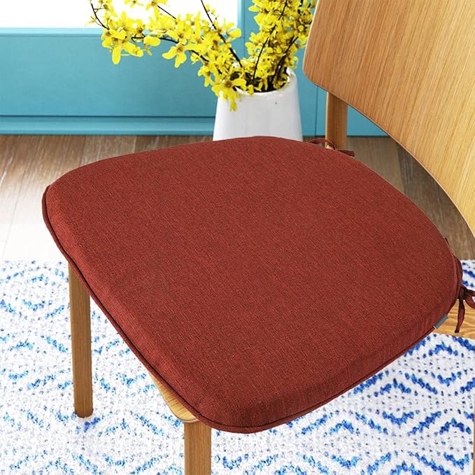 Outdoor Chair Cushions Set of 2,Patio Seat Cushion 17"x16"x2",U-Shaped Dining Chair Cushion 17 by 16 Inch,Water Resistant,Fade-Resistant Chair Pads for Kitchen Garden Furniture(Dark Red)